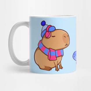 Capybara with a small snow capybara Mug